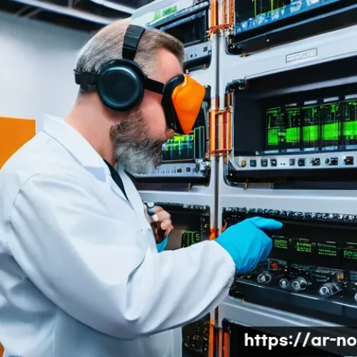 Home 24 소음진동 실험실 안전 수칙 - **A highly focused, diverse male scientist in a state-of-the-art sound and vibration laboratory.** H...